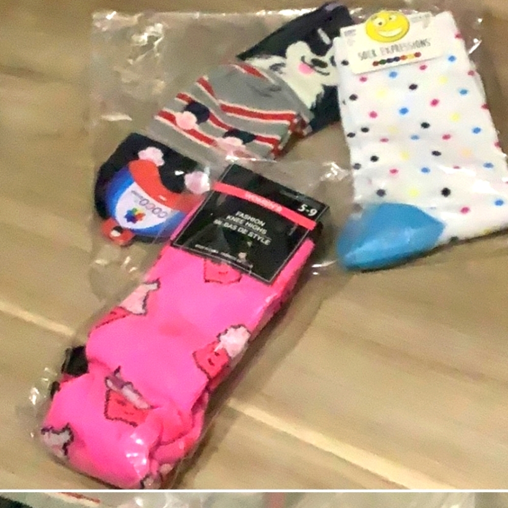 Bundle of assorted socks punl gray white cute for grab bags